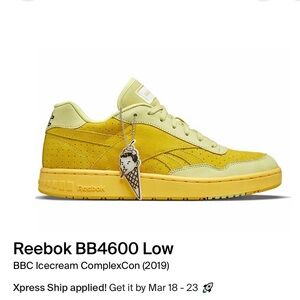 Reebok x Billionaire Boys Club Ice Cream Yellow Suede Low-Top Sneakers